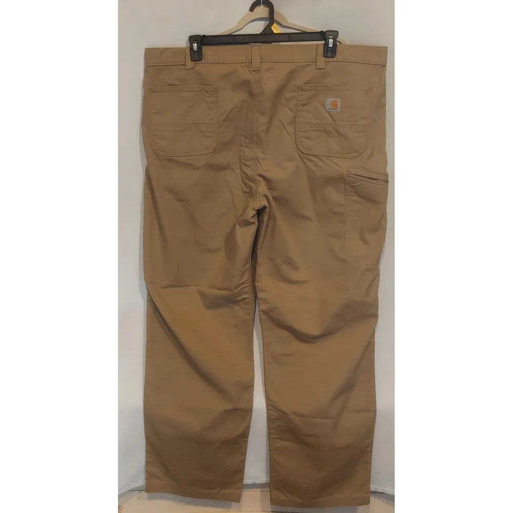 Carhartt Mens Khaki Rugged Flex Rigby Relaxed Fit Canvas Work Pants Size 44/32